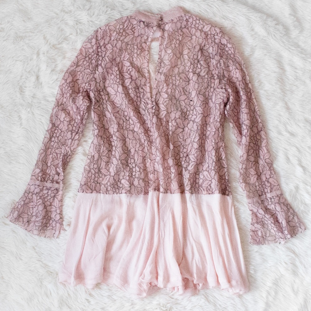 Lace Tunic Top Boho Hippie White Flared Sleeve - Picture 4 of 5